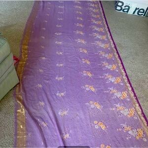 Gorgeous Lavender Silky Indian Sari Fabric